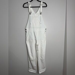 Anthropologie Pilcro The Wanderer White Floral Textured Straight Leg Overalls 30